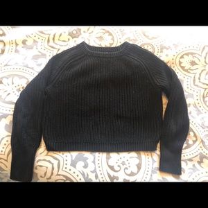 American Apparel Black Cropped Fisherman Sweater